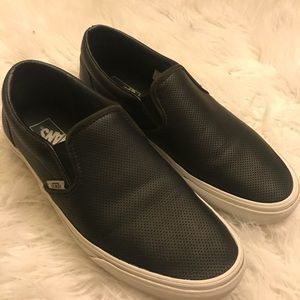 leather slip on vans